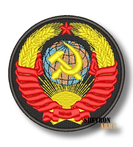 Нашивка Герб СССР на черном фоне круглый